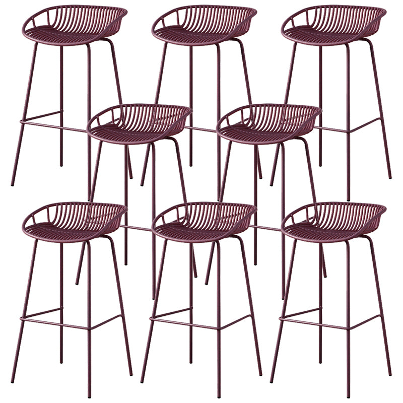 Contemporary Armed Contoured Seat PP Plastic Stool with Metal Base