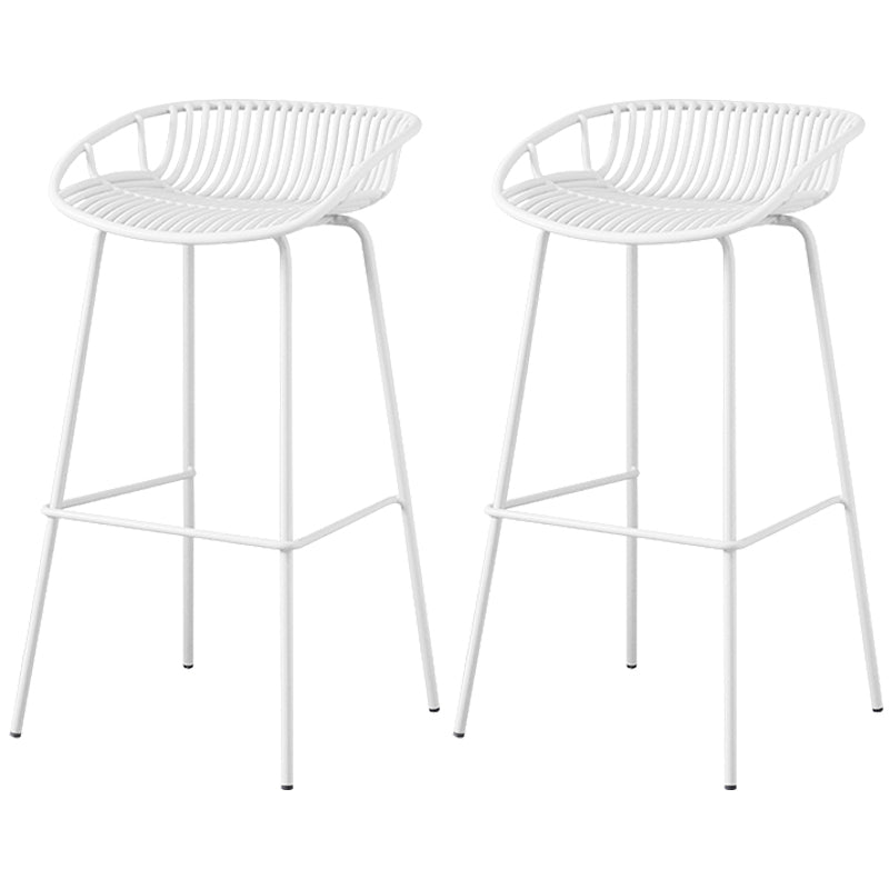 Contemporary Armed Contoured Seat PP Plastic Stool with Metal Base