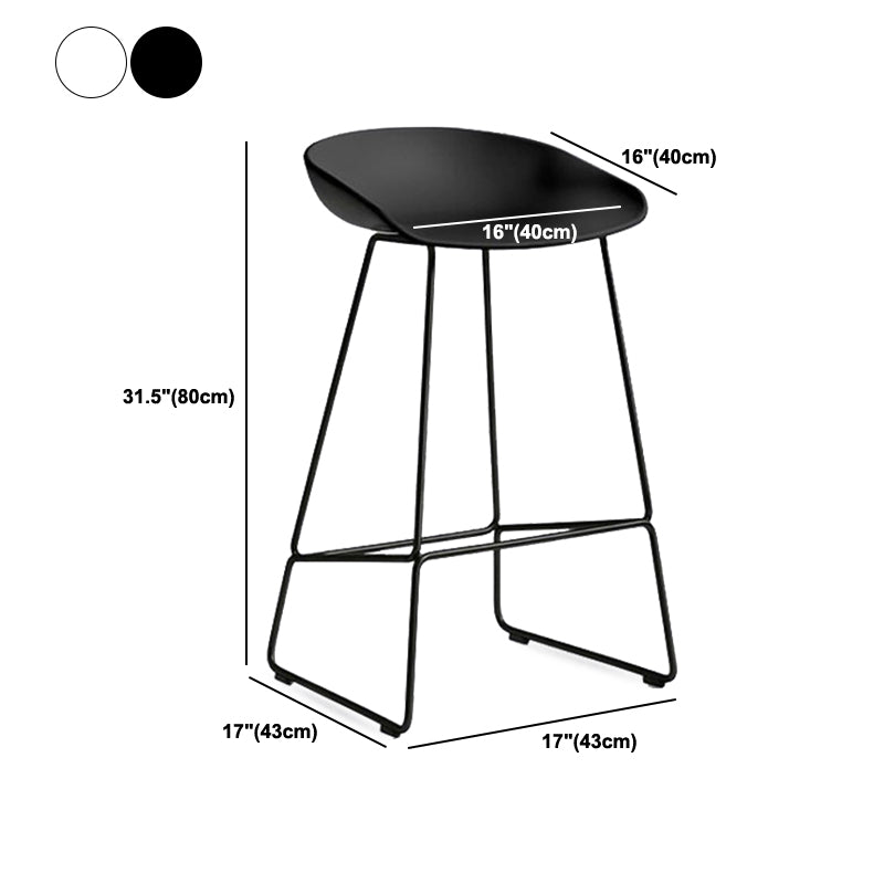 Nordic Style Plastic Bar Stools Footrest Indoor Counter Stool with Metal Legs