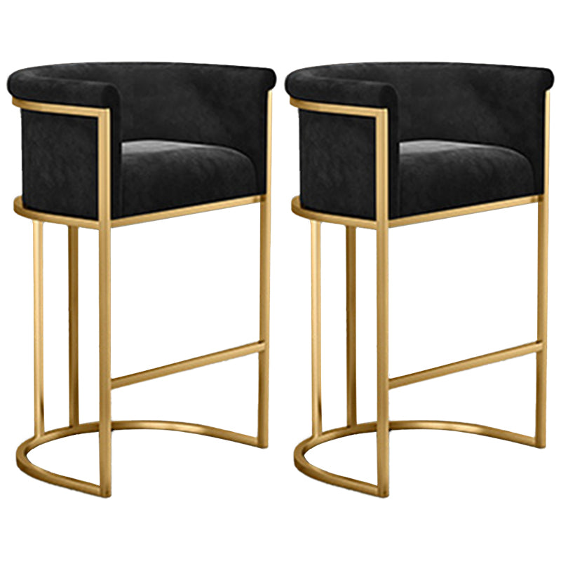 Scandinavian Footrest Upholstered Bar Stool Coffee Shop Low Back Counter Bar Stool