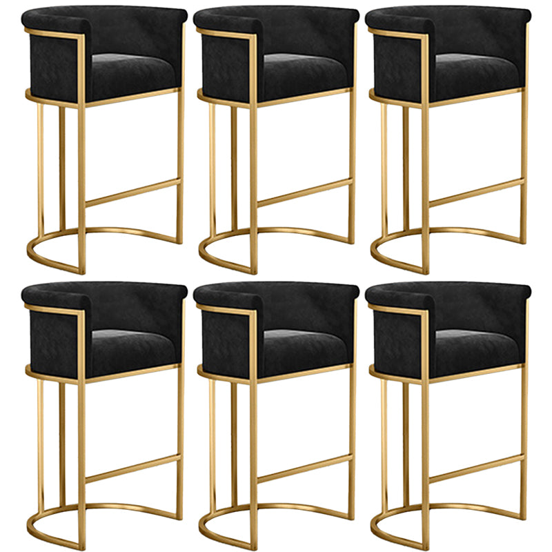 Scandinavian Footrest Upholstered Bar Stool Coffee Shop Low Back Counter Bar Stool