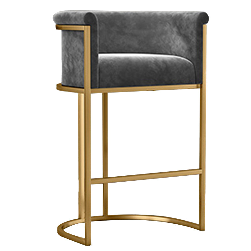 Scandinavian Footrest Upholstered Bar Stool Coffee Shop Low Back Counter Bar Stool