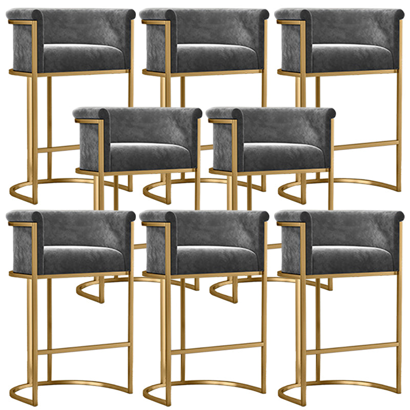 Scandinavian Footrest Upholstered Bar Stool Coffee Shop Low Back Counter Bar Stool