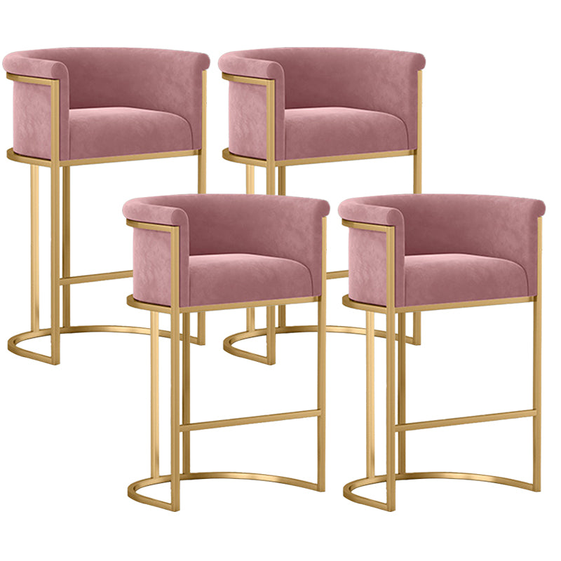 Scandinavian Footrest Upholstered Bar Stool Coffee Shop Low Back Counter Bar Stool