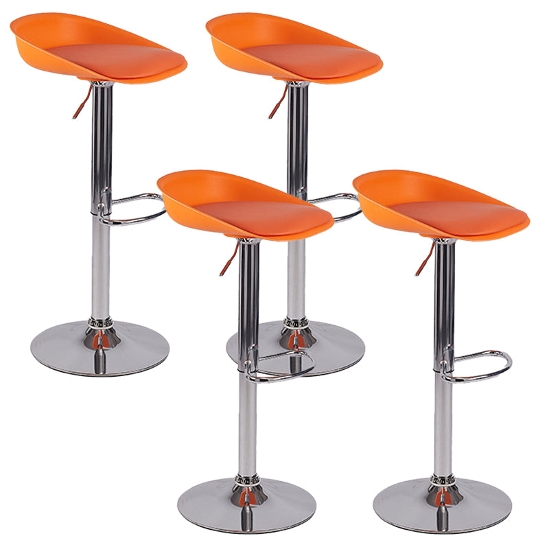 Plastic Adjustable Height Bar Stool Modern PU Upholstered Stool with Footrest