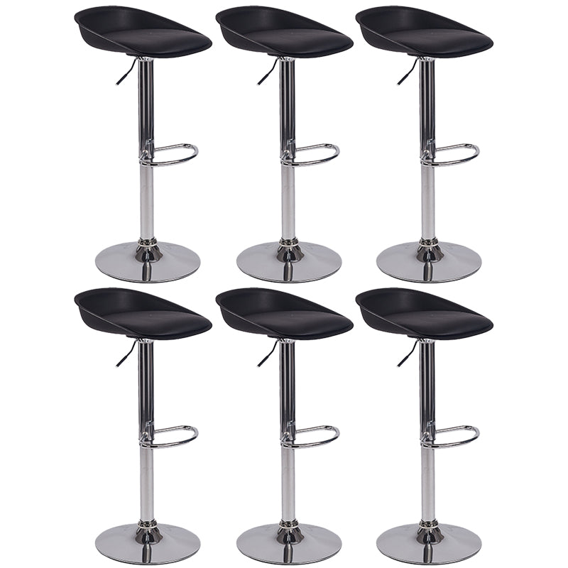 Plastic Adjustable Height Bar Stool Modern PU Upholstered Stool with Footrest