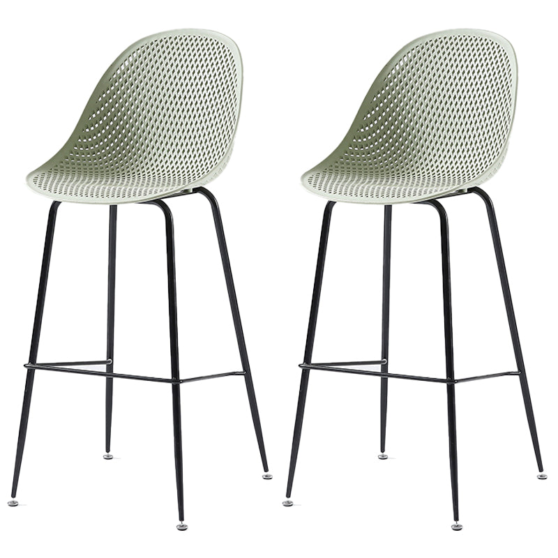 Bucket Plastic Counter Height Bar Stool Scandinavian Armless Stool with Metal Legs