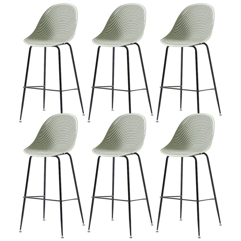 Bucket Plastic Counter Height Bar Stool Scandinavian Armless Stool with Metal Legs