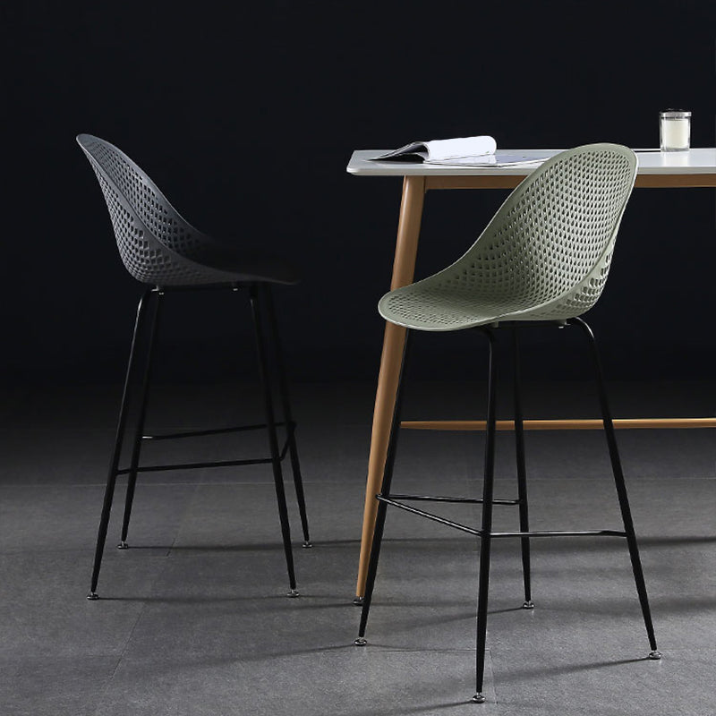 Bucket Plastic Counter Height Bar Stool Scandinavian Armless Stool with Metal Legs