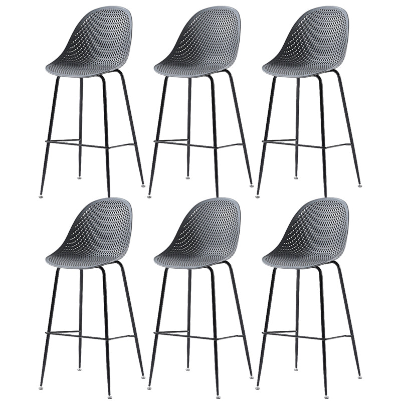 Bucket Plastic Counter Height Bar Stool Scandinavian Armless Stool with Metal Legs