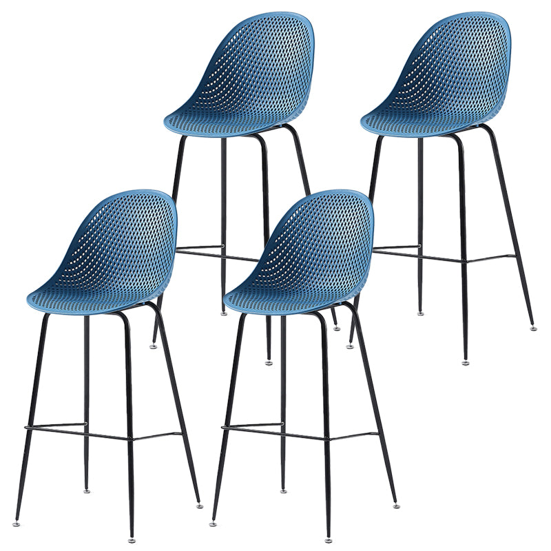 Bucket Plastic Counter Height Bar Stool Scandinavian Armless Stool with Metal Legs