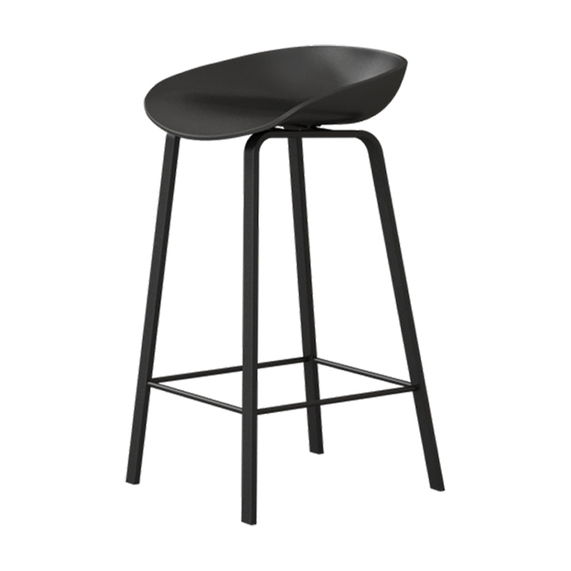 Modern Plastic and Metal Counter Stool Footrest Bucket Backrest Counter-height Stool