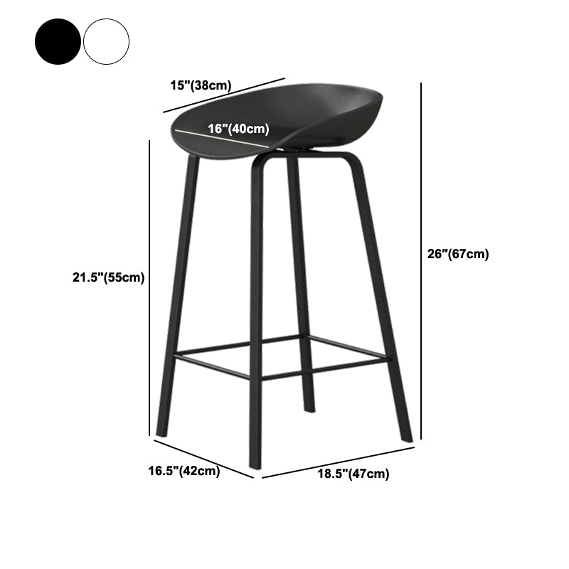 Modern Plastic and Metal Counter Stool Footrest Bucket Backrest Counter-height Stool