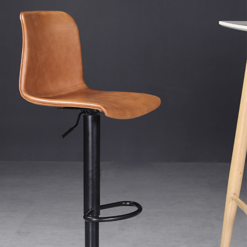 Scandinavian Adjustable Height Stool Leather Counter Stool with Footrest