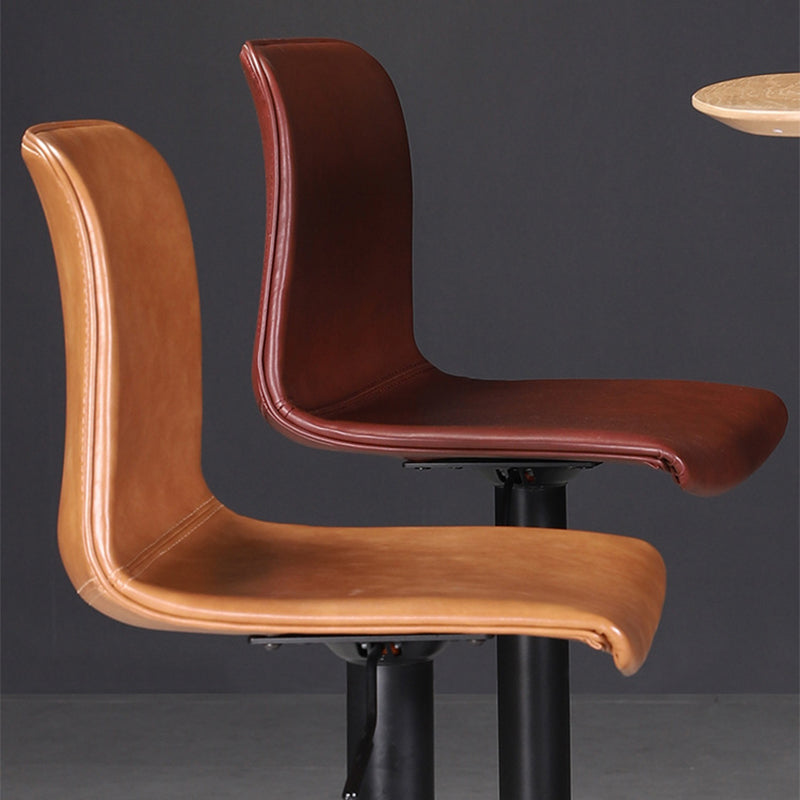 Scandinavian Adjustable Height Stool Leather Counter Stool with Footrest