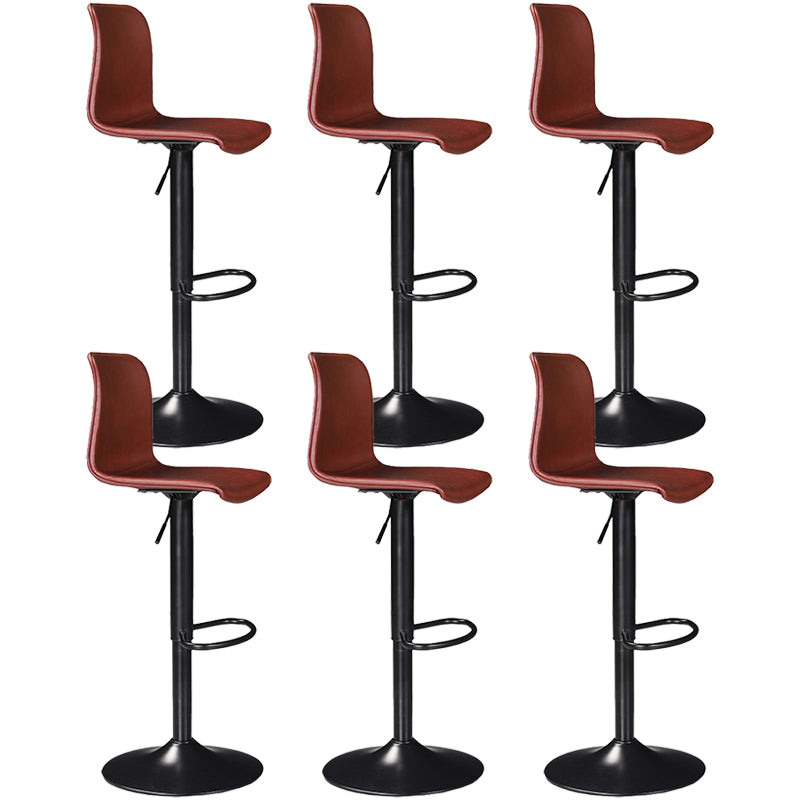 Scandinavian Adjustable Height Stool Leather Counter Stool with Footrest