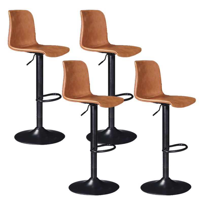 Scandinavian Adjustable Height Stool Leather Counter Stool with Footrest