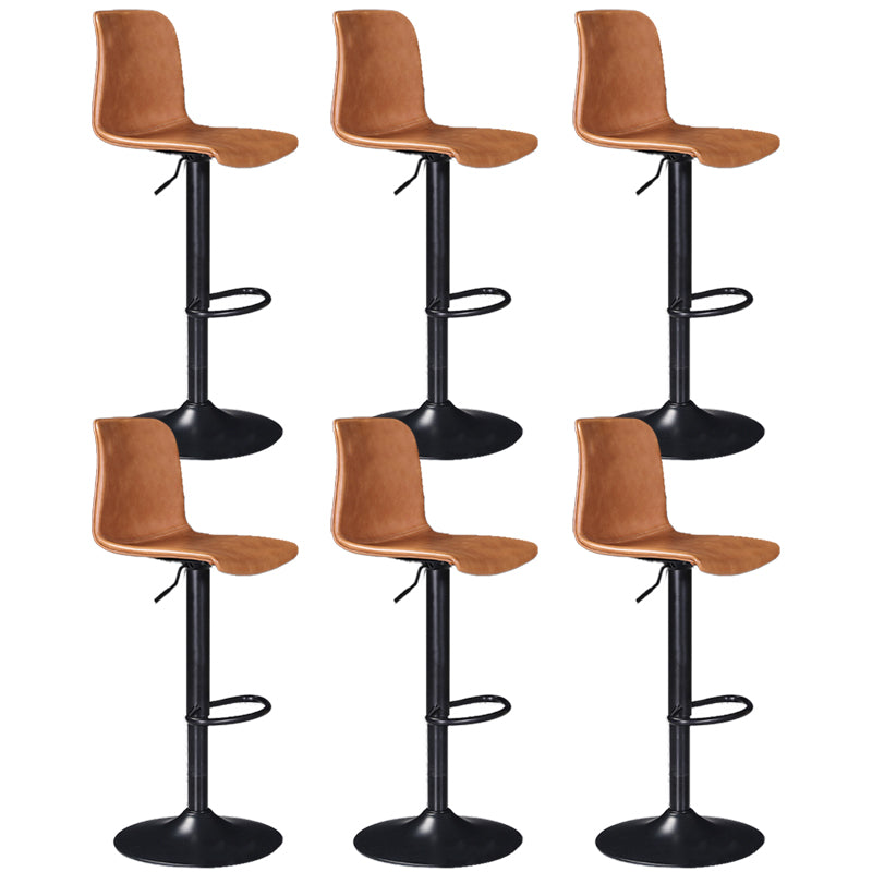 Scandinavian Adjustable Height Stool Leather Counter Stool with Footrest