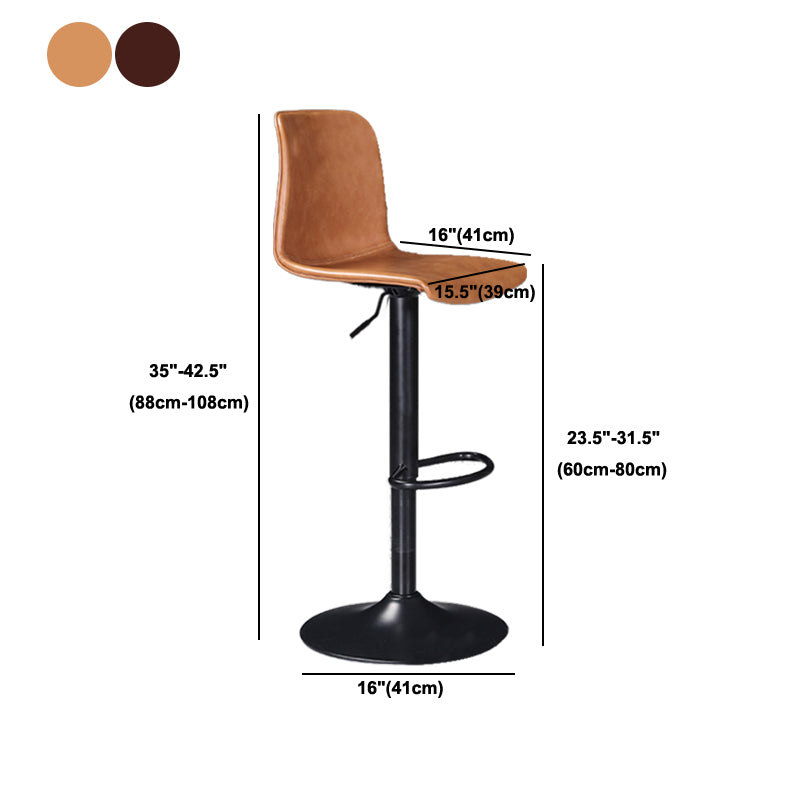 Scandinavian Adjustable Height Stool Leather Counter Stool with Footrest