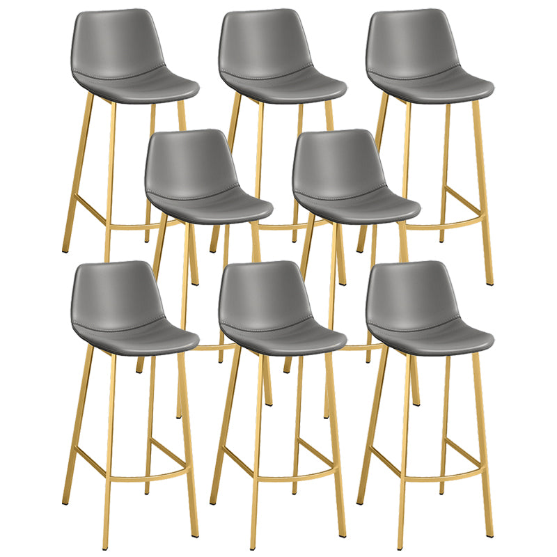Glam Leather Upholstered Bar Stool Armless Low Back Stool with Gold Metal Legs