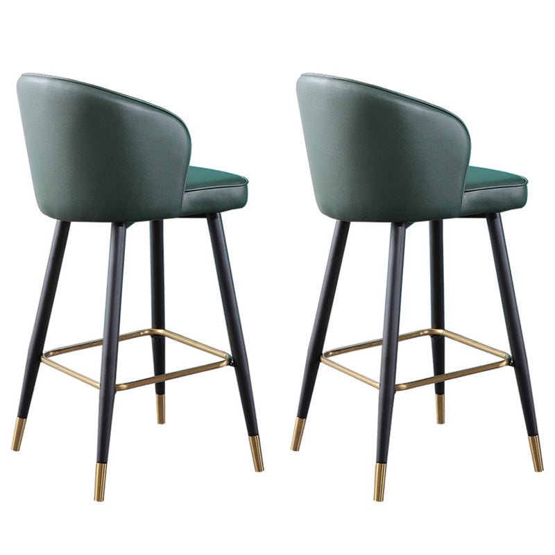Leather Counter Stool Scandinavian Style Armed Low Back Stools for Home
