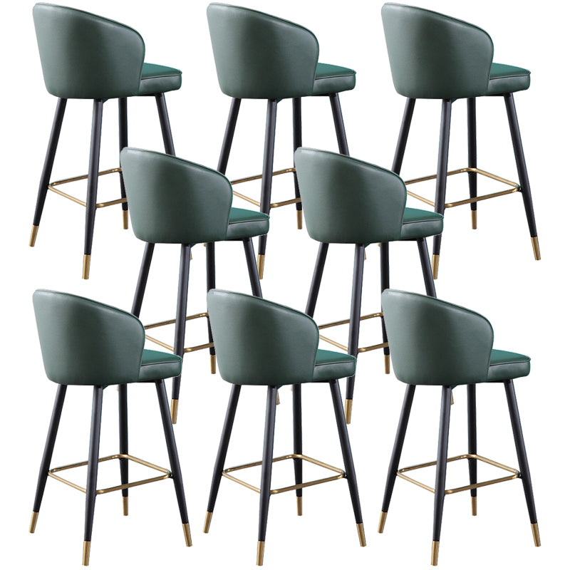 Leather Counter Stool Scandinavian Style Armed Low Back Stools for Home