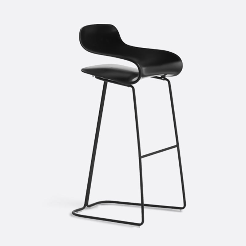 Armless Metal Indoor Bar Stool Scandinavian Plastic Stool with Footrest