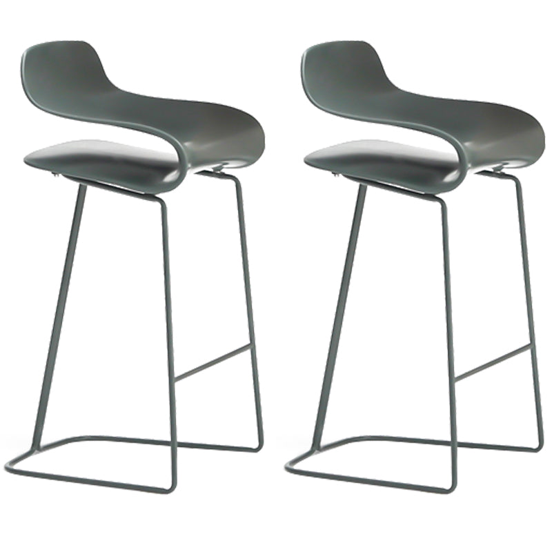 Armless Metal Indoor Bar Stool Scandinavian Plastic Stool with Footrest