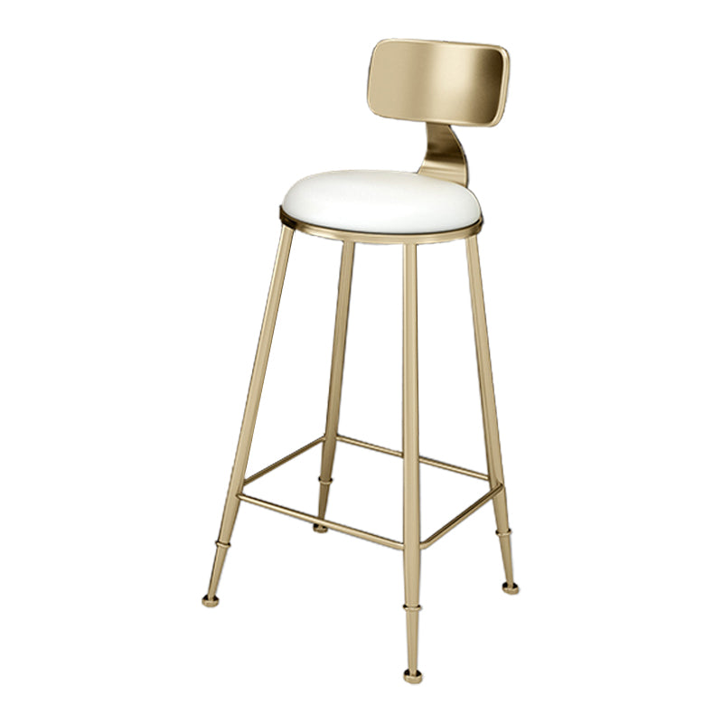 Glam Footrest Indoor Counter Stool Leather Round Dining Stool with Gold Base