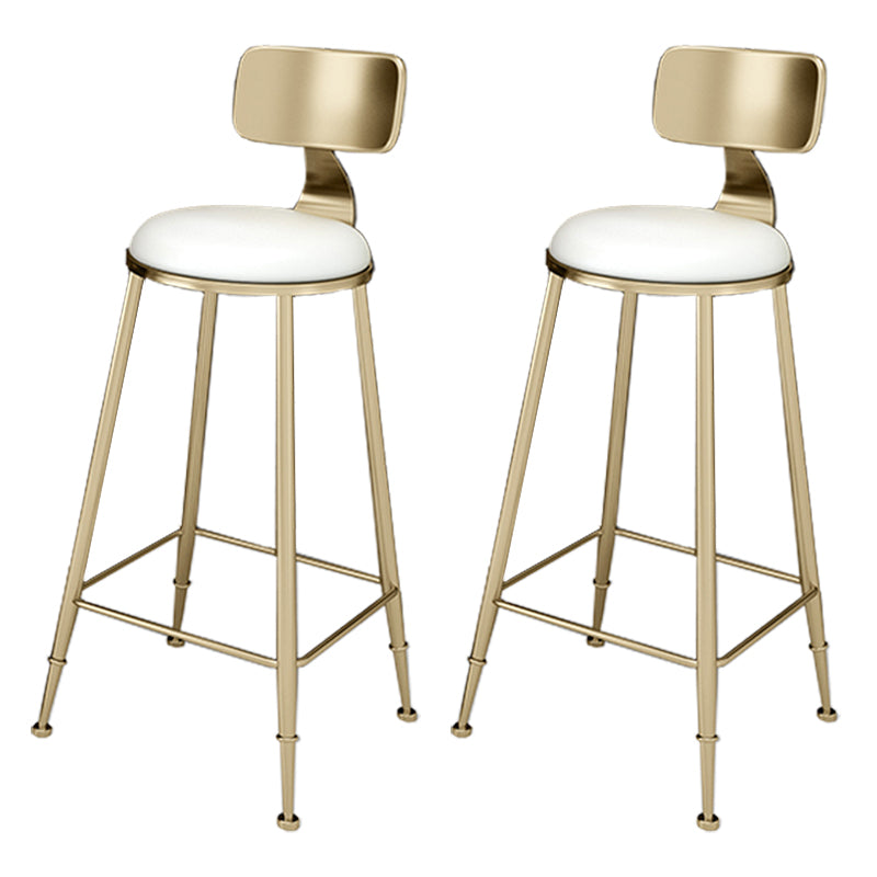 Glam Footrest Indoor Counter Stool Leather Round Dining Stool with Gold Base