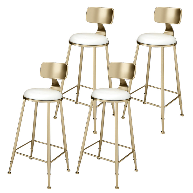 Glam Footrest Indoor Counter Stool Leather Round Dining Stool with Gold Base