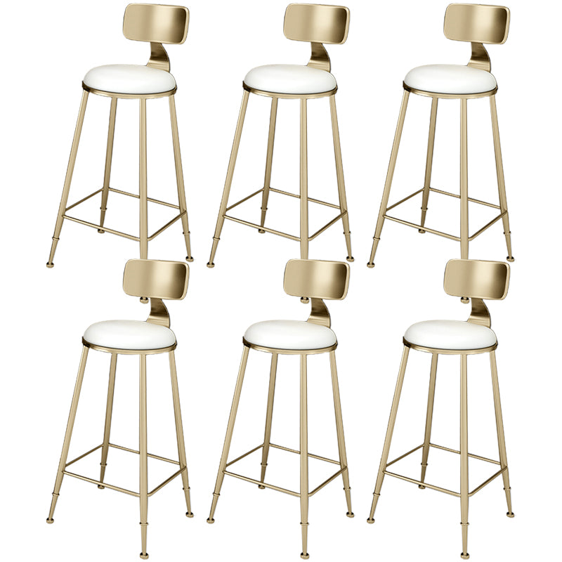 Glam Footrest Indoor Counter Stool Leather Round Dining Stool with Gold Base