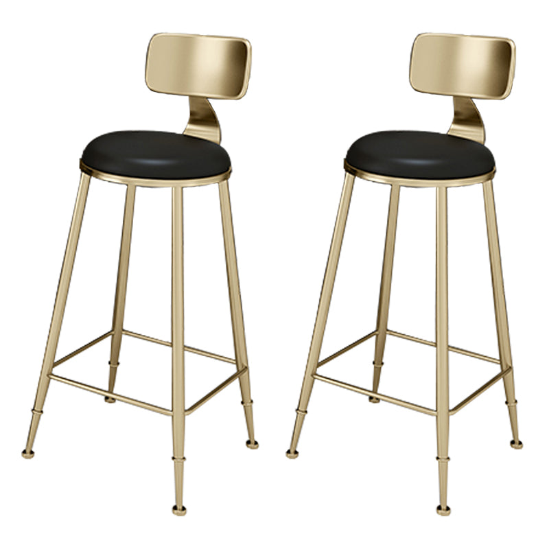 Glam Footrest Indoor Counter Stool Leather Round Dining Stool with Gold Base