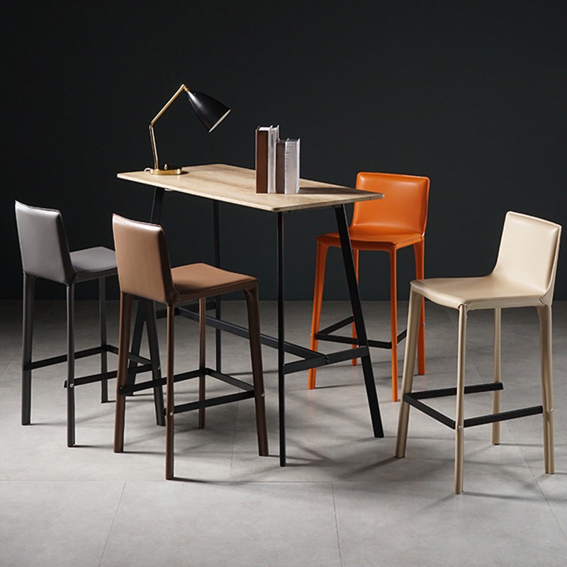 Modern Bar Stool Leather Counter Bar Stool with Metal Legs for Indoor Use
