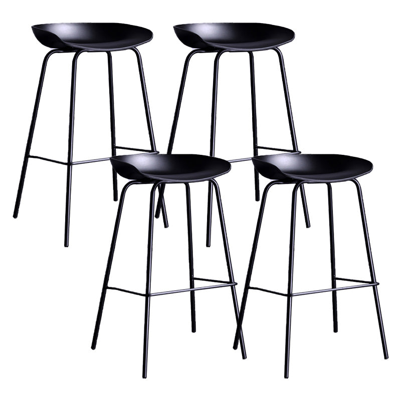 Contemporary Armless Low Backrest Counter Stool Iron Bar Stool with Footrest