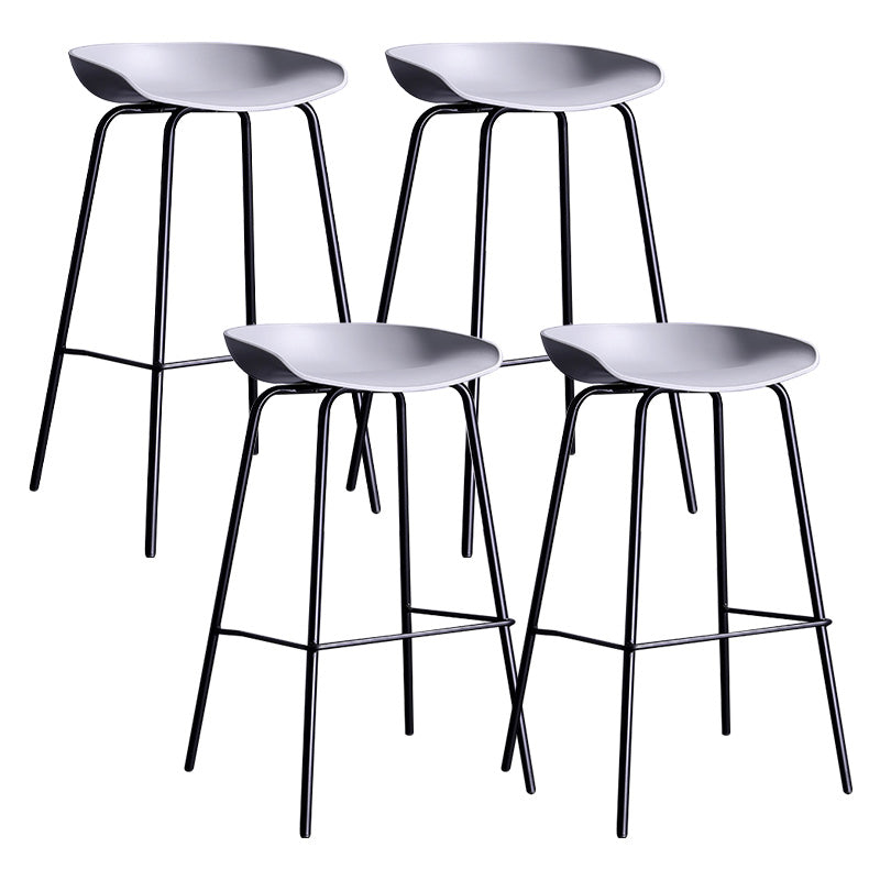 Contemporary Armless Low Backrest Counter Stool Iron Bar Stool with Footrest