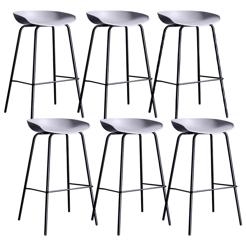 Contemporary Armless Low Backrest Counter Stool Iron Bar Stool with Footrest