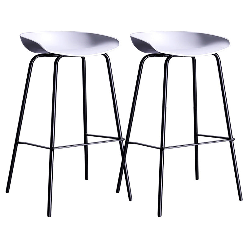 Contemporary Armless Low Backrest Counter Stool Iron Bar Stool with Footrest
