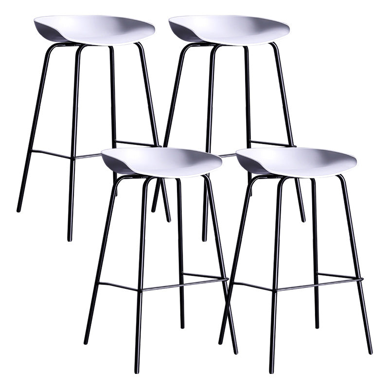 Contemporary Armless Low Backrest Counter Stool Iron Bar Stool with Footrest
