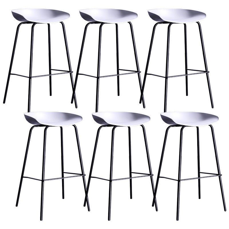 Contemporary Armless Low Backrest Counter Stool Iron Bar Stool with Footrest
