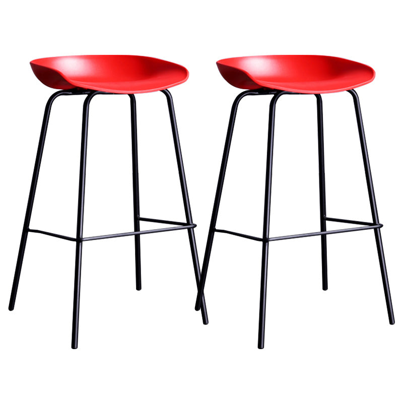 Contemporary Armless Low Backrest Counter Stool Iron Bar Stool with Footrest