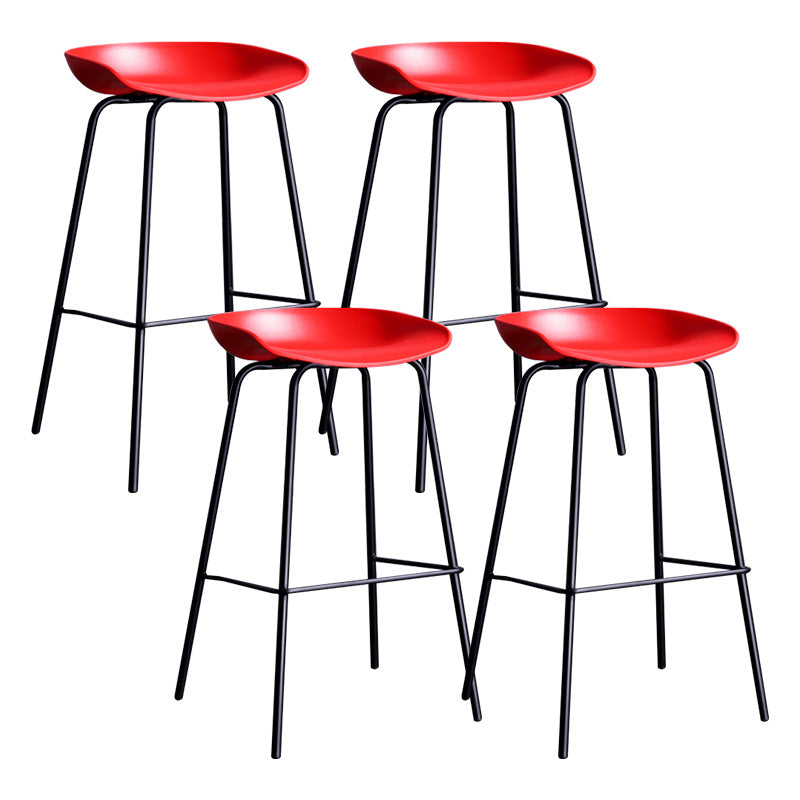 Contemporary Armless Low Backrest Counter Stool Iron Bar Stool with Footrest