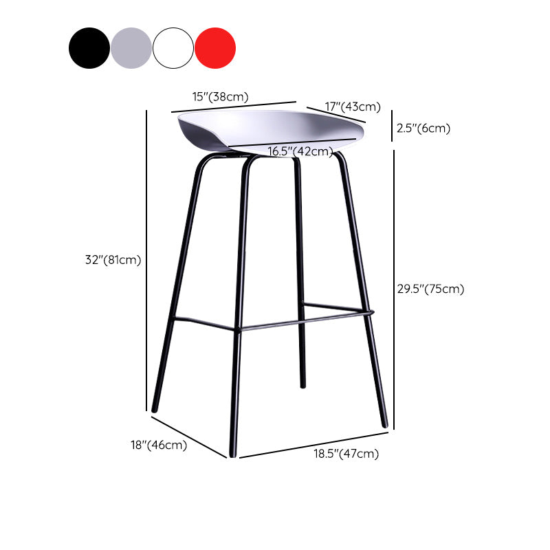 Contemporary Armless Low Backrest Counter Stool Iron Bar Stool with Footrest