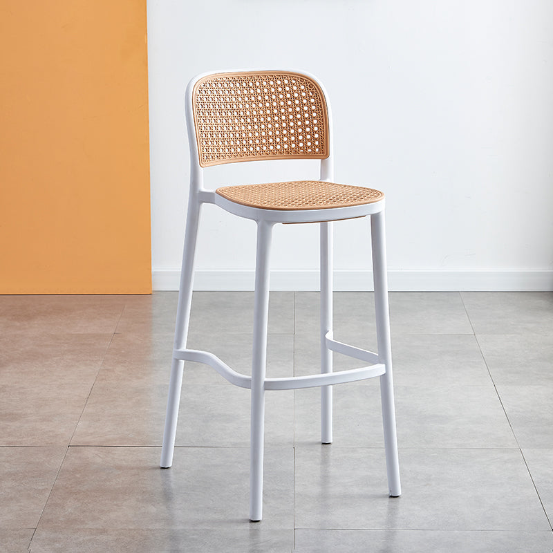 Scandinavian Bar Height Low Back Stool Plastic Bar Stool in White and Black