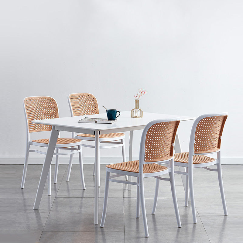 Scandinavian Bar Height Low Back Stool Plastic Bar Stool in White and Black