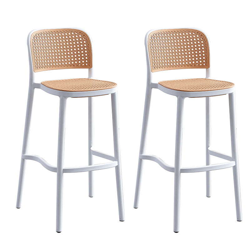 Scandinavian Bar Height Low Back Stool Plastic Bar Stool in White and Black