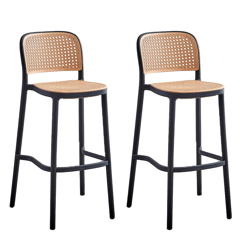 Scandinavian Bar Height Low Back Stool Plastic Bar Stool in White and Black