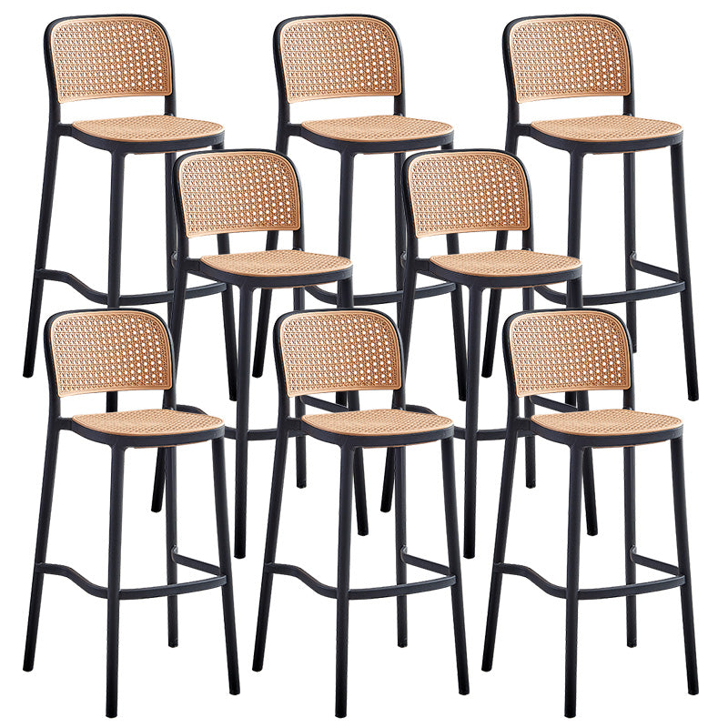 Scandinavian Bar Height Low Back Stool Plastic Bar Stool in White and Black