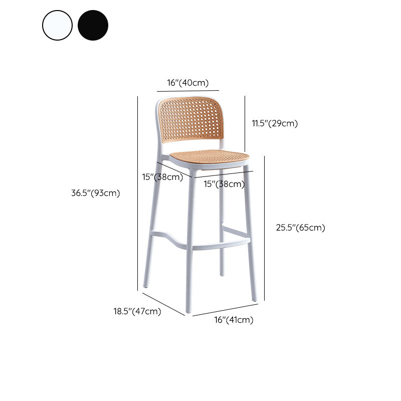 Scandinavian Bar Height Low Back Stool Plastic Bar Stool in White and Black