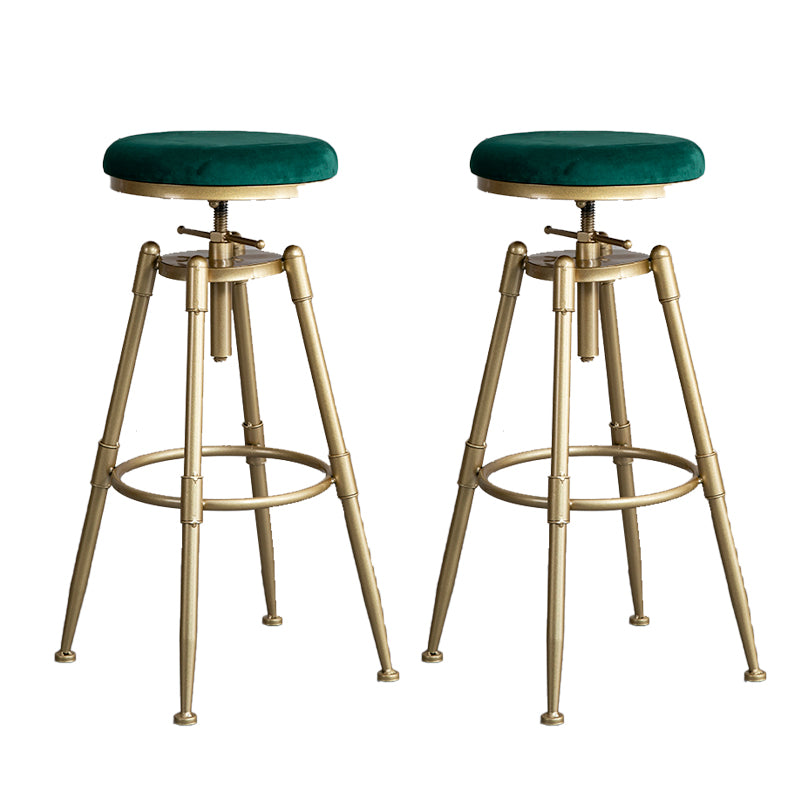 Contemporary Iron Adjustable Height Bar Stool Upholstered Bar Stool with Footrest